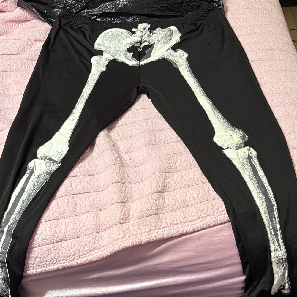 Skeleton Print Black Kids Leggings